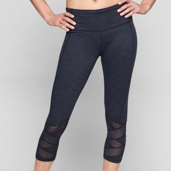 Athleta Pants - Athleta Blue & Black Striped Mantra Capri